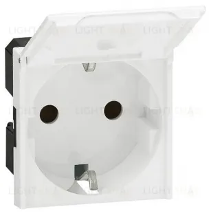 Розетка с заземлением с крышкой Legrand Mosaic, белый 77219 77219