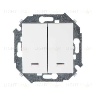 Выключатель двухклавишный Simon 15 с подсветкой (белый) 1591392-030 1591392-030