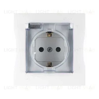 Розетка с заземлением со шторками и крышкой Simon 15 16А/250В, IP44, белый 1590450-030 1590450-030