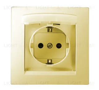 Розетка с заземлением со шторками и крышкой Simon 15 16А/250В, IP-44 , в комплекте с рамкой (слоновая кость) 1590450-031 1590450-031