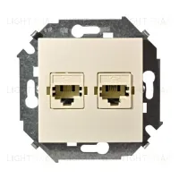 Компьютерная и телефонная розетка Simon 15 RJ-11 и RJ-45 (слоновая кость) 1591590-031 1591590-031