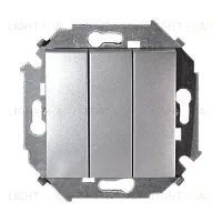 Выключатель трехклавишный Simon 15 10А/250В, алюминий 1591391-033 1591391-033