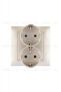 Розетка двойная с заземлением моноблок Simon 15 16А/250В, винтовой зажим, шампань 1590459-034 1590459-034