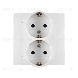 Розетка двойная с заземлением Simon 15 16А/250В (белая), в комплекте с рамкой 1590459-030 1590459-030