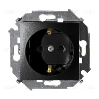 Розетка с заземлением и шторками Simon 15 16А/250В, винтовой зажим, графит 1591443-038 1591443-038