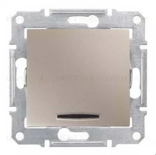 Одноклавишный выключатель с синей подсветкой Schneider Electric Sedna, титан SDN1400168 SDN1400168