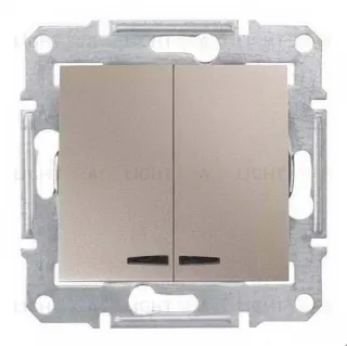 Двухклавишный выключатель с синей подсветкой Schneider Electric Sedna, титан SDN0300368 SDN0300368