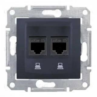 Компьютерная розетка двойная Schneider Electric Sedna (RJ45), 5e, экранированная, графит SDN4600170 SDN4600170