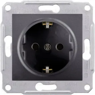 Розетка электрическая с заземлением и защитными шторками Schneider Electric Sedna, винтовые клеммы, графит SDN3000170 SDN3000170