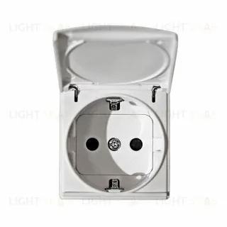 Розетка с заземлением с крышкой Simon 27, 10-16А/250В (винтовой зажим)(белый) 27490-35 27490-35