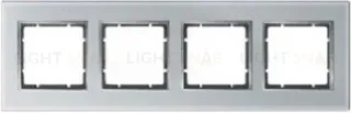 Рамка четверная горизонтальная Berker B.7 металл нержавеющая сталь, полярная белизна 10243609 10243609