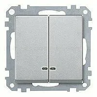 Выключатель двухклавишный с подсветкой Merten 10А/250В MTN3135-0000+MTN3420-0460 MTN3135-0000 + MTN3420-0460