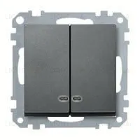 Выключатель двухклавишный с подсветкой Merten 10А/250В MTN3135-0000+MTN3420-0414 MTN3135-0000 + MTN3420-0414