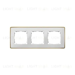 Рамка Simon 82 Detail Металл, 3 поста белая с основанием золото) 8201630-245 8201630-245