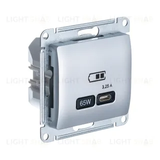 Розетка USB для зарядки Schneider GLOSSA тип-С 65W высокоскор.заряд. QC, PD, алюминий GSL000327 GSL000327