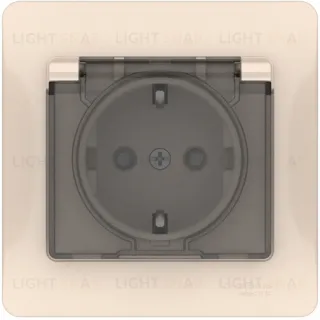 Розетка в сборе с рамкой с заземлением со шторками и крышкой Schneider Electric Glossa, IP44 безвинтовые зажимы 16А/250В, бежевый GSL000248S GSL000248S
