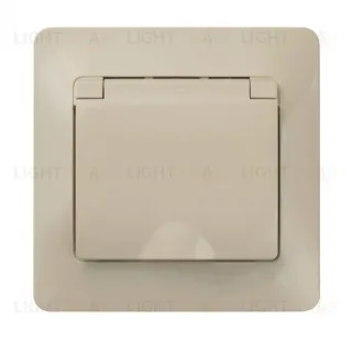 Розетка с рамкой с заземлением со шторками и откидной крышкой Schneider Electric Glossa, IP44 винтовые зажимы 16А/250В, бежевый GSL000246 GSL000246