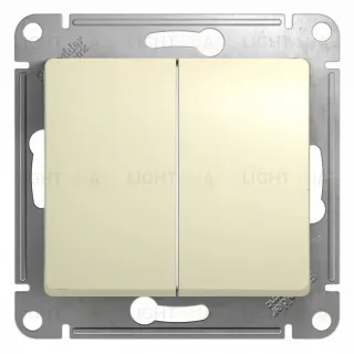 Выключатель двухклавишный проходной Schneider Electric Glossa (вкл/выкл с 2-х мест) бежевый GSL000265 GSL000265