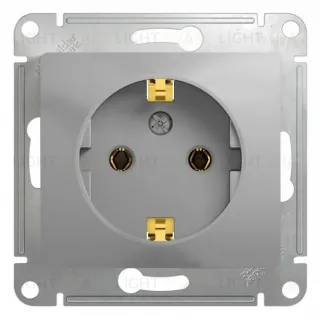 Розетка с заземлением Schneider Electric Glossa, винтовые зажимы, алюминий GSL000343 GSL000343