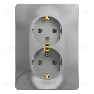 Розетка двойная с заземлением Schneider Electric Glossa, винтовые зажимы, алюминий GSL000324 GSL000324