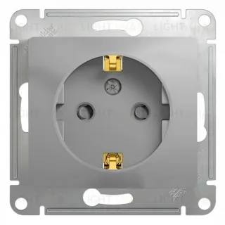 Розетка с заземлением со шторками Schneider Electric Glossa, винтовые зажимы, 16А/250В, алюминий GSL000345 GSL000345