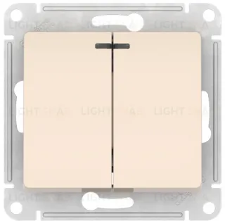 Выключатель двухклавишный с подсветкой Schneider Electric Glossa быстрозажим. клем., бежевый GSL000253S GSL000253S