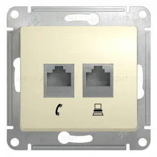 Розетка двойная компьютерная и телефонная Schneider Electric Glossa бежевый GSL000285 GSL000285