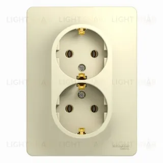 Розетка двойная с заземлением Schneider Electric Glossa, винтовые зажимы, бежевый GSL000224 GSL000224