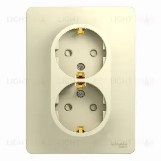 Розетка двойная с заземлением со шторками Schneider Electric Glossa, винтовые клеммы, бежевый GSL000226 GSL000226