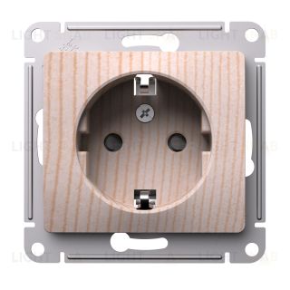 Розетка с заземлением со шторками Schneider Electric Glossa, винтовые зажимы, 16А/250В, сосна GSL001545 GSL001545