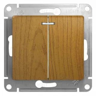 Выключатель двухклавишный с подсветкой Schneider Electric Glossa дуб GSL000553 GSL000553