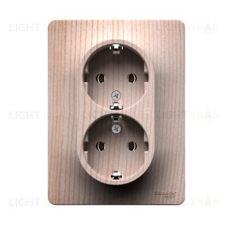 Розетка двойная с заземлением Schneider Electric Glossa, винтовые зажимы, сосна GSL001524 GSL001524