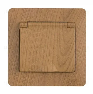 Розетка с рамкой с заземлением со шторками и откидной крышкой Schneider Electric Glossa,IP44 винтовые зажимы 16А/250В, дуб GSL000546 GSL000546