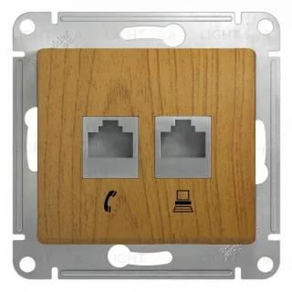 Розетка двойная компьютерная и телефонная Schneider Electric Glossa дуб GSL000585 GSL000585