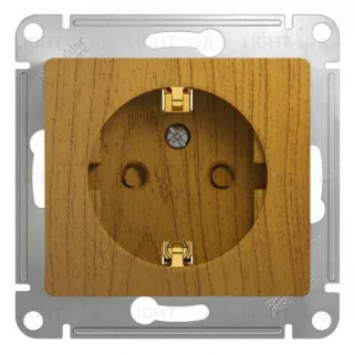 Розетка с заземлением со шторками Schneider Electric Glossa, винтовые зажимы, 16А/250В, дуб GSL000545 GSL000545