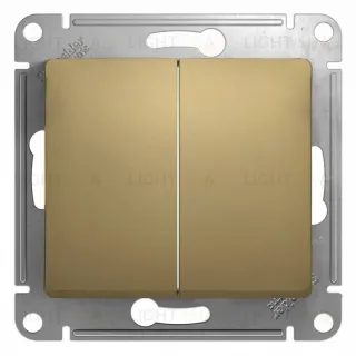 Выключатель двухклавишный проходной Schneider Electric Glossa (вкл/выкл с 2-х мест) титан GSL000465 GSL000465