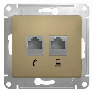 Розетка двойная компьютерная и телефонная Schneider Electric Glossa титан GSL000485 GSL000485