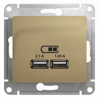 Розетка USB двойная для зарядки Schneider Electric Glossa титан GSL000433 GSL000433