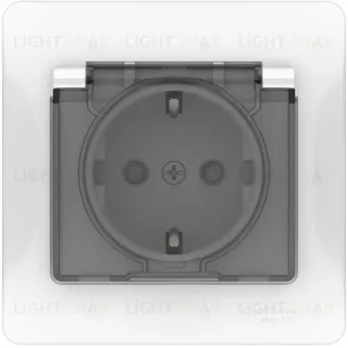 Розетка в сборе с рамкой с заземлением со шторками и крышкой Schneider Electric Glossa, IP44 безвинтовые зажимы 16А/250В, белый GSL000148S GSL000148S
