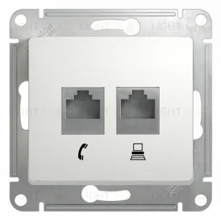 Розетка двойная компьютерная и телефонная Schneider Electric Glossa белый GSL000185 GSL000185
