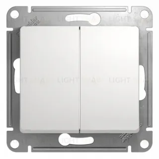 Выключатель двухклавишный проходной Schneider Electric Glossa (вкл/выкл с 2-х мест) белый GSL000165 GSL000165