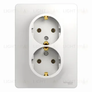 Розетка двойная с заземлением Schneider Electric Glossa, винтовые зажимы, белый GSL000124 GSL000124