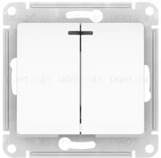 Выключатель двухклавишный с подсветкой Schneider Electric Glossa быстрозажим. клем., белый GSL000153S GSL000153S