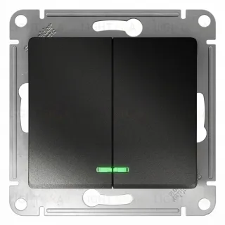 Выключатель двухклавишный с подсветкой Schneider Electric Glossa антрацит GSL000753 GSL000753