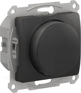 Светорегулятор поворотно-нажимной LED, RC, 400Вт, Schneider Glossa антрацит GSL000723 GSL000723