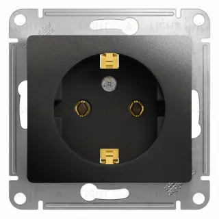 Розетка с заземлением Schneider Electric Glossa, винтовые зажимы, антрацит GSL000743 GSL000743