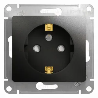 Розетка с заземлением со шторками Schneider Electric Glossa, винтовые зажимы, 16А/250В, антрацит GSL000745 GSL000745