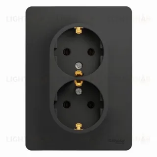 Розетка двойная с заземлением Schneider Electric Glossa, винтовые зажимы, антрацит GSL000724 GSL000724