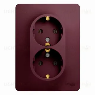 Розетка двойная с заземлением со шторками Schneider Electric Glossa, винтовые клеммы, баклажановый GSL001126 GSL001126