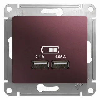 Розетка USB двойная для зарядки Schneider Electric Glossa баклажановый GSL001133 GSL001133